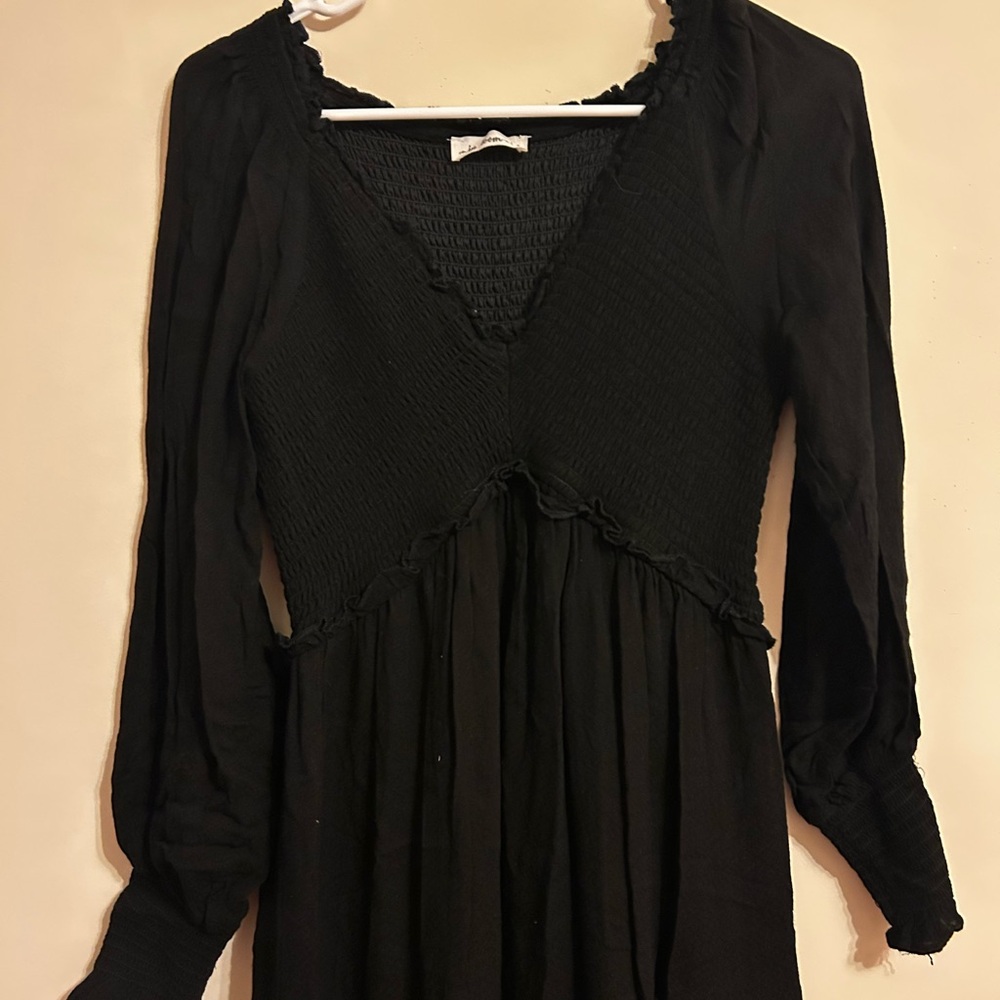 In Bloom Black Long Sleeve Dress
